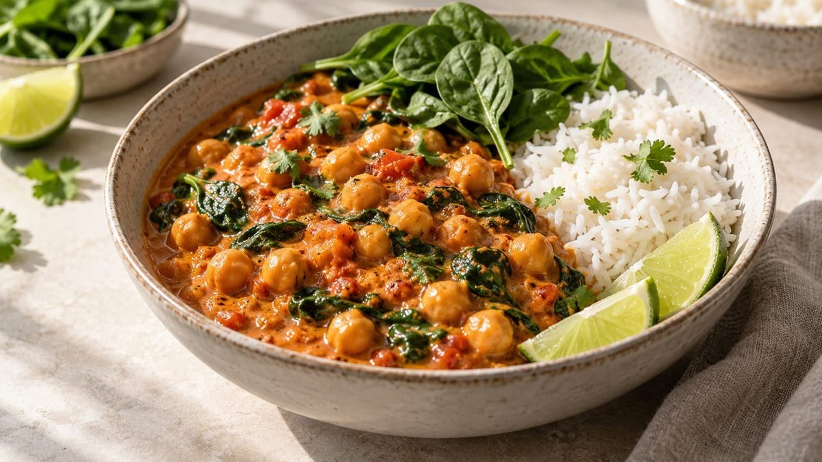 Curry de pois chiches au lait de coco, facile et parfumé