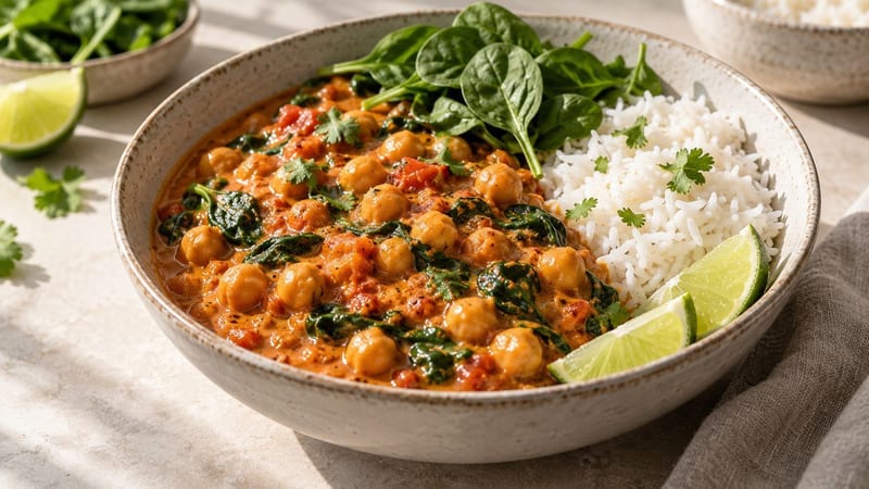 Curry de pois chiches au lait de coco, facile et parfumé