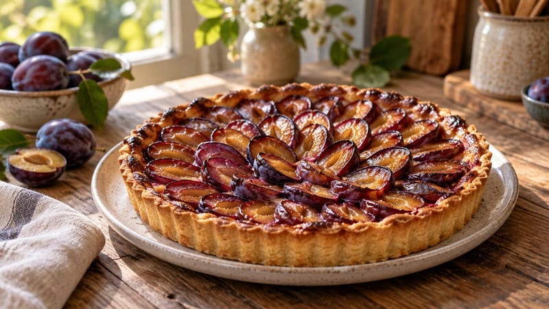 Tarte aux quetsches facile, croustillante et généreuse